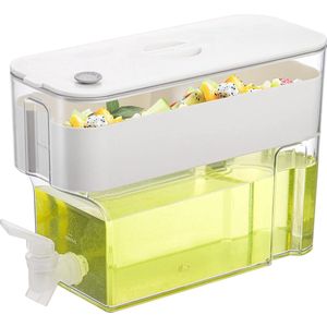 3,8 liter koelkast drankdispenser met kraan, lekvrije doorzichtige plastic drankdispenser met verwijderbare fruitthee-ei, limonademelk ijstheecontainer voor feest, thuis
