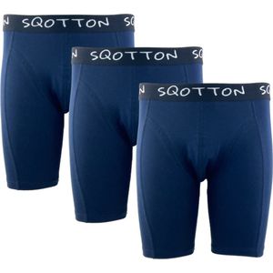 Heren boxershort - SQOTTON® - Lange Pijp - Marineblauw - Maat L