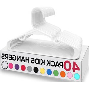 Fluwelen Kleerhangers voor Kinderen (Set van 40, Wit)