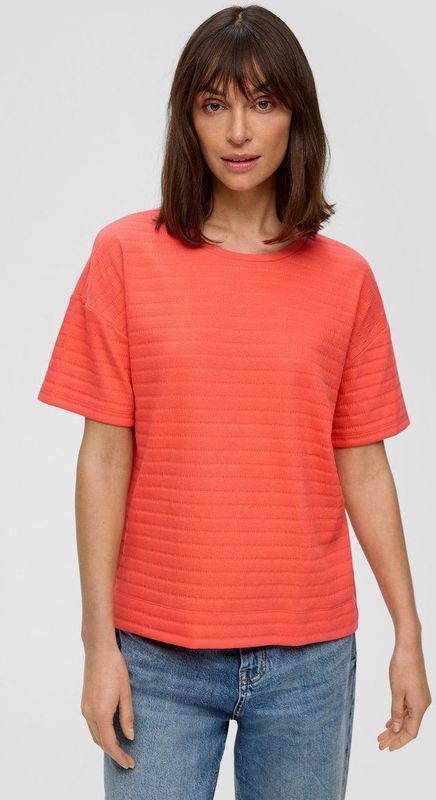 s.Oliver - Shirt - Zalm Roze - Kwartmouw - Effen