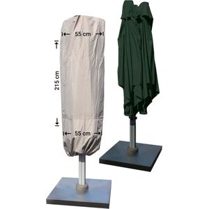 Raffles Covers Parasolhoes - Hoog: 215 cm - RUSduoP6 - Waterdicht - Solution Dyed | UV-bestendig | Rits en stok | Trekkoord - Parasolhoes voor staande parasol