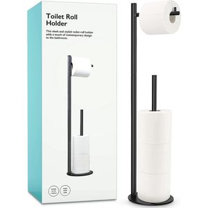Toiletrolhouder, badkamer toiletrolhouder met reserve, staande toiletrolhouder met opbergruimte