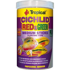 Tropical Cichlide Red & Green Sticks Medium - 1 Liter - Visvoer - Cichlide Sticks