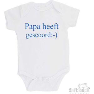 100% Katoenen Romper ""Papa heeft gescoord:-)"" Jongens Katoen Wit/blauw Maat 62/68