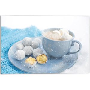 Forex - Winters Kopje Chocolademelk met Marshmallows - 60x40cm Foto op Forex