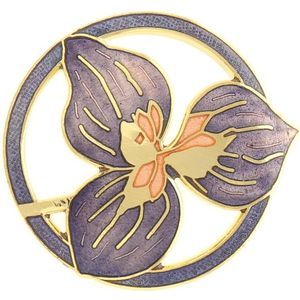 Behave® Broche met bloem lelie paars - emaille sierspeld -  sjaalspeld