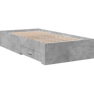 vidaXL - Bedframe - met - lades - bewerkt - hout - betongrijs - 90x190 - cm