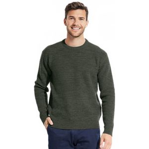 Trui met ronde hals van gevlekte gebreide wol, lange mouwen