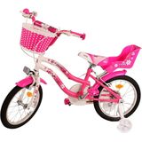Volare Lovely Kinderfiets - Meisjes - 16 inch - Roze Wit - Twee Handremmen