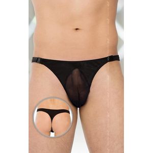 SoftLine Collection - Sexy transparante heren string met sluiting aan de zijkant zwart XL
