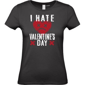 Dames T-shirt I Hate Valentines Day | valentijn cadeautje voor hem haar | valentijn | valentijnsdag cadeau | Zwart dames | maat XXL