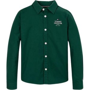 Tommy Hilfiger Kids TH logo Regular Fit Oxford Overhemd - Kids - Groen - 10 jaar