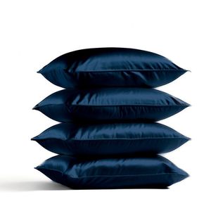 4x Zijden Kussensloop 45x65cm Blauw Ritssluiting 19 Momme - Kussensloop set - Luxe Silk Kussensloop 100% moerbei zijde - Zijde kussensloop - Silk Heaven - 45x65cm (voor ergonomische kussens 40x60cm) / Ritssluiting