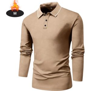 Bovista Poloshirt Heren - T-Shirt Heren - Shirt - Overhemd - Polo Shirt Lange Mouwen - Khaki - M