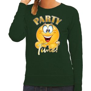 Bellatio Decorations Verkleed sweater dames - party time emoji - groen - themafeesten/carnaval XS