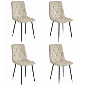 Set van 4 Eetkamerstoelen LIBRA Crème – Zwarte Metalen Poten, Modern Velvet Bekleding, Ergonomisch Design, Max. 120 kg