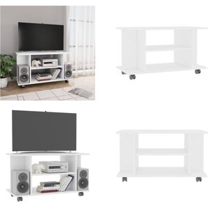 vidaXL Tv-meubel met wieltjes 80x40x40 cm spaanplaat wit - Tv-meubel - Tv-meubels - Tv-meubelen - Tv-meubilair
