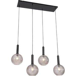 QAZQA chico - Design Hanglamp eettafel voor boven de eettafel | in eetkamer - 4 lichts - L 110 cm - Zwart - Woonkamer | Slaapkamer | Keuken
