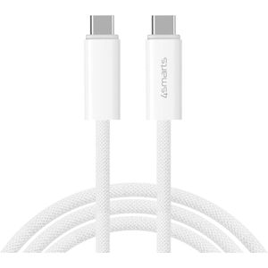 4smarts Gevlochten USB-C naar USB-C Kabel 240W Fast Charge 3M Wit