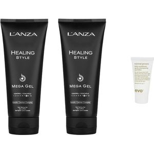 2x L'Anza Healing Style Mega Gel - Haargel - 200 ml + WILLEKEURIG Travel Size