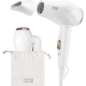 LEBENLANG - Reisfohn - Reisfohn inklapbaar - Reishaardroger - Mini haardroger - Opvouwbaar Klein – Dubbele Spanning & Inclusief Reistas met Stylingmondstuk - Stille en Krachtige Haardroger - Mini Föhn voor Dames en Heren