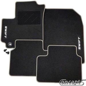 GoodGo BasicLine MZGR automatten NAALDVILT ZWART/GRIJZE RAND + EMBLEEM Suzuki Swift MZ 1.3/1.3DDiS/1.5 05/2005-09/2010 + Swift MZ 1.6 Sport 09/2006-12/2011