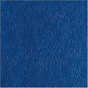 Luxe servetten barok patroon blauw 3-laags 15 stuks - wegwerpservetten