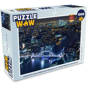 Puzzel Luchtfoto van Londen met centraal de Tower Bridge in de nacht - Legpuzzel - Puzzel 1000 stukjes volwassenen