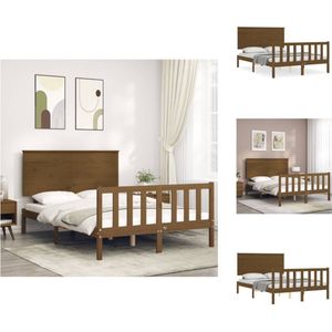 vidaXL Massief Grenenhouten Bedframe - 195.5 x 125.5 x 82.5 cm - Houten bed met multiplex lattenbodem - Bed