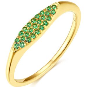 Twice As Nice Ring in 18kt verguld zilver, groene zirkonia 54