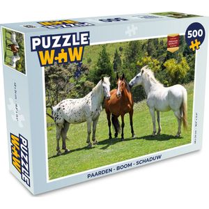 Puzzel Paarden - Boom - Schaduw - Legpuzzel - Puzzel 500 stukjes
