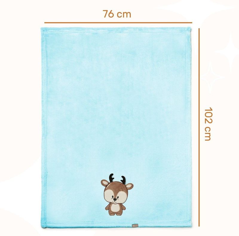 Be Mammy - BE20-168 - Kinderdeken - Poederblauw - Met 3D-applicatie