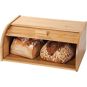 Broodtrommel met rolluik - FSC® Bamboe houten brooddoos met Schuifdeksel - Broodtrommel - Brood bewaren en vers houden