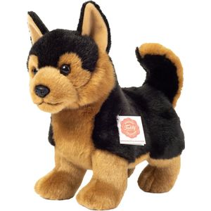 Hermann Teddy Knuffeldier hond Herdershond puppy - zachte pluche - premium kwaliteit knuffels - bruin/zwart - 23 cm