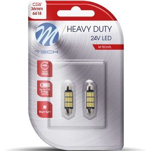 M-Tech LED C5W / C10W 24V - 36MM - Heavy Duty - 9x Led diode - Wit - Set