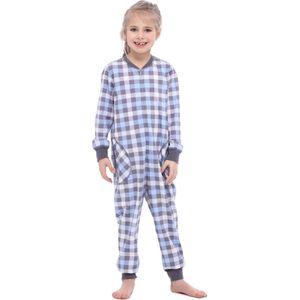 Merry Style Kinder Pyjama - ronde hals - lange mouwen - lange broek met zakken - Katoen - MS-MS10-186-PJ - Graphite Kariert - 158-164
