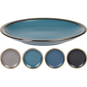 Siaki set van 4 ontbijtbordjes Ø 20,3 cm Mat met bronzen rand in donkerblauw, taupe, zwart, teal