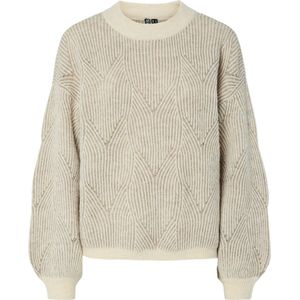 Pieces - Pcjenna Ls O-neck Knit Noos - Trui - Whitecap Gray/greige - Dames