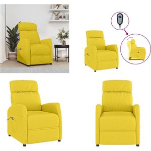 vidaXL Sta-op-stoel verstelbaar stof lichtgeel - Sta-op-stoel - Sta-op-stoelen - Fauteuil - Stoel