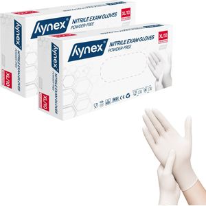 Hynex Nitril Wegwerphandschoenen – Maat XL – Wit – Set van 2 x 100 Stuks (200 stuks) – 3,5 Gram – Poedervrij & Latexvrij – Voor Zorg, Horeca & Schoonmaak
