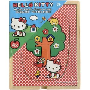 Hello Kitty puzzel 4stuks in een houten kistje - Puzzel - vanaf 2 Jaar L15xB12H3