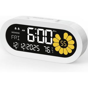 Digitale wekker met VA LCD-display - dubbele alarmfunctie, 9 minuten sluimer, weekendmodus, 3 helderheidsinstellingen en meerdere alarmen