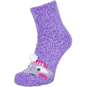Warme paarse antislip sokken - Uil