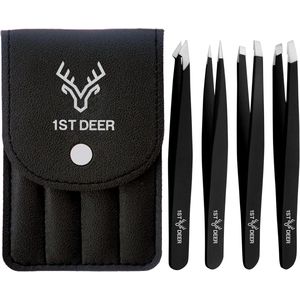 Professionele Roestvrij Staal Pincetten Set van 4 - Voor Wenkbrauwen, Ingegroeide Haartjes en Wimperverlenging - Geschikt voor Vrouwen en Mannen