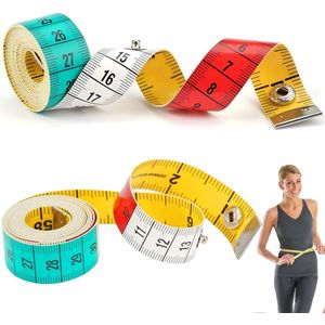 2 Pieces Dubbelzijdige Body Tape Meetlint - Maskertape - Kleurige Naaiband met Knop voor Kleermakers en Lichaamsmetingen (150cm)
