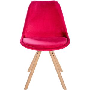 In And OutdoorMatch Stoel Yeray - Rood en Hout - Fluweel - Comfortabele zit - Hoogwaardige bekleding - Stijlvolle stoel - Klassieke uitstraling