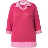MIAMODA - Dames - Pullover 2-in-1 laagjeslook 3/4-mouwen - Hibiscusrood - Maat 42+