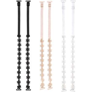 3 paar antislip beha-bandjes - verstelbare elastische bandjes - reservebandjes voor ondergoed - kant met bloemenpatroon