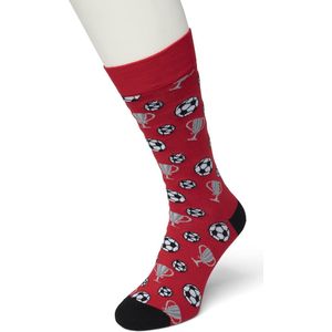 Bonnie Doon Heren Sokken met Voetbal Print maat 40/46 Rood - Thema Sokken - Soccer - Cadeau Sokken - Word je Happy en vrolijk van - Zacht Katoen met Gladde Teennaad - Comfortabel - Perfect Cadeau - Skipatrol - BT992120.350