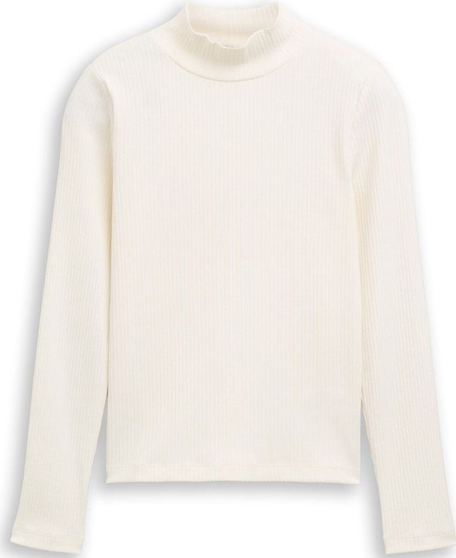 Tom Tailor - Geribd Shirt - Lange Mouwen - Met Opstaande Kraag